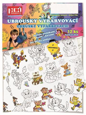 Omalovánky - Vybarvovací ubrousky - Zoo 12ks